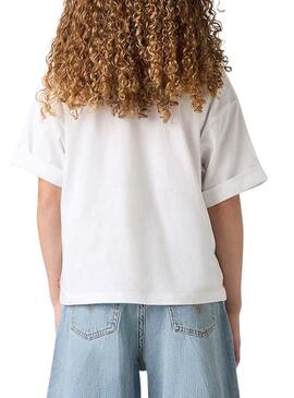 Maglietta Levis Roll Cuff bianca per ragazza