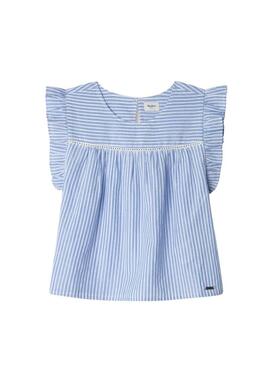Camicia Pepe Jeans Bella a righe blu per ragazza