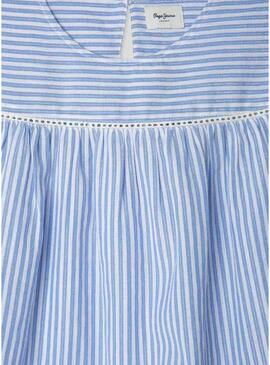 Camicia Pepe Jeans Bella a righe blu per ragazza