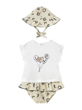 Set Mayoral gonna e berretto beige per bambino