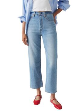 Pantaloni di jeans Levis Ribcage dritti alla caviglia blu per donna