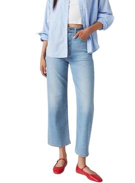 Pantaloni di jeans Levis Ribcage dritti alla caviglia blu per donna