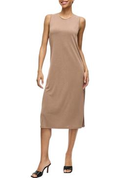Abito midi color tostato Vila Vimodala per donna