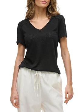 Maglietta Vila Viamer con pizzo nero per donna