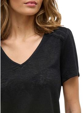 Maglietta Vila Viamer con pizzo nero per donna