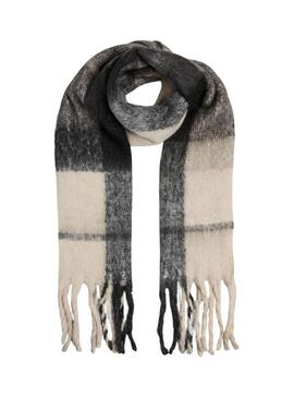 Sciarpa Pieces Lysna beige e nera per donna.