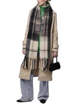 Sciarpa Pieces Lysna beige e nera per donna.