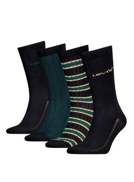 Scatola regalo 4 calzini Levis neri e verdi per uomo