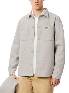 Camicia sovracamicia Lacoste in flanella grigia per uomo