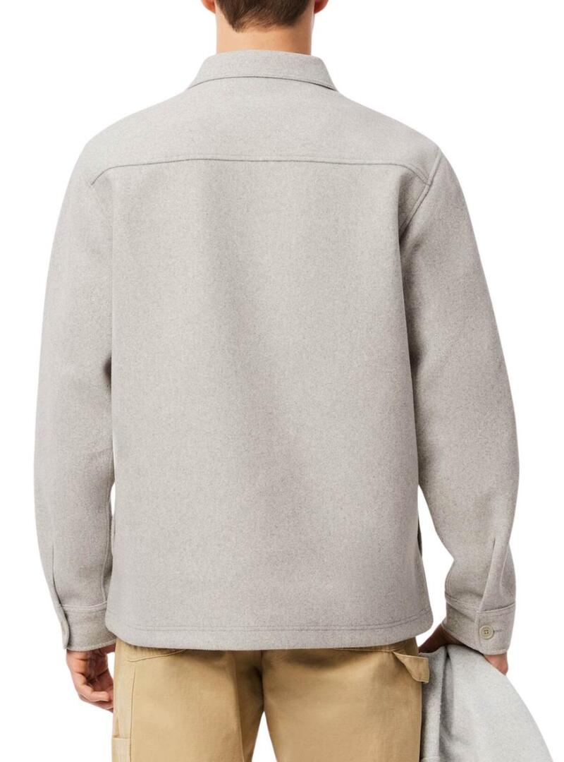Camicia sovracamicia Lacoste in flanella grigia per uomo
