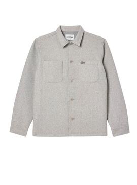Camicia sovracamicia Lacoste in flanella grigia per uomo