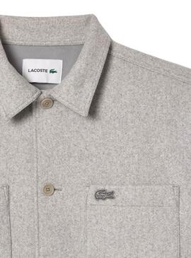 Camicia sovracamicia Lacoste in flanella grigia per uomo
