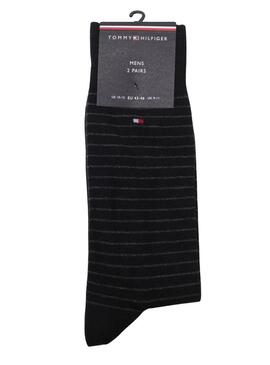 Pacco di 2 calzini a righe Tommy Hilfiger neri per uomo