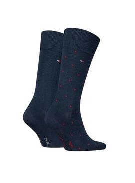 Pacco di 2 calze a pois blu Tommy Hilfiger per uomo.