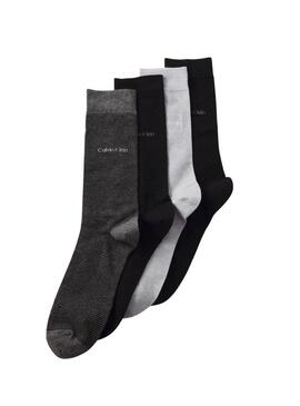 Scatola regalo 4 paia di calzini Calvin Klein neri e grigi per uomo