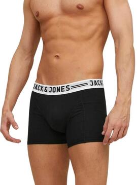 Pacco da 3 slip Jack and Jones Sense nero, grigio e bianco per uomo.