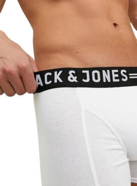 Pacco da 3 slip Jack and Jones Sense nero, grigio e bianco per uomo.