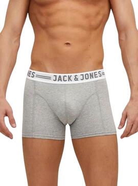 Pacco da 3 slip Jack and Jones Sense nero, grigio e bianco per uomo.