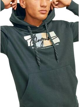 Felpa Jack and Jones Portland verde con cappuccio per uomo.