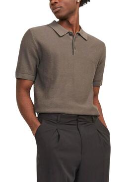 Polo Jack and Jones Blusandri a maglia marrone per uomo