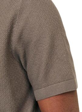 Polo Jack and Jones Blusandri a maglia marrone per uomo