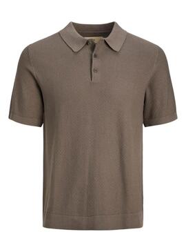Polo Jack and Jones Blusandri a maglia marrone per uomo