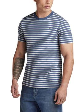 Maglietta G-Star a righe blu Slim per uomo