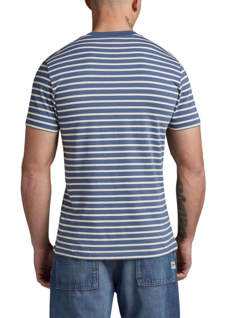 Maglietta G-Star a righe blu Slim per uomo