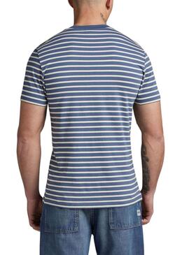 Maglietta G-Star a righe blu Slim per uomo