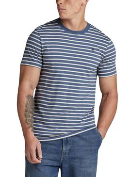Maglietta G-Star a righe blu Slim per uomo