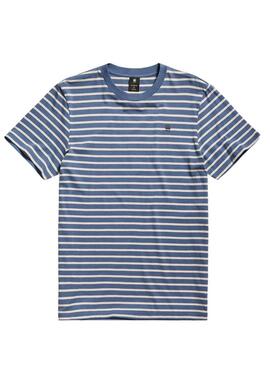 Maglietta G-Star a righe blu Slim per uomo
