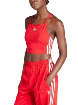 Top Adidas Stripe Rosso per Donna