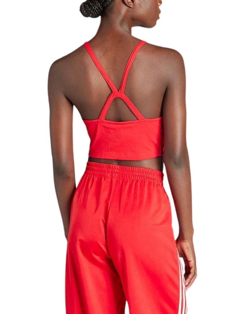 Top Adidas Stripe Rosso per Donna