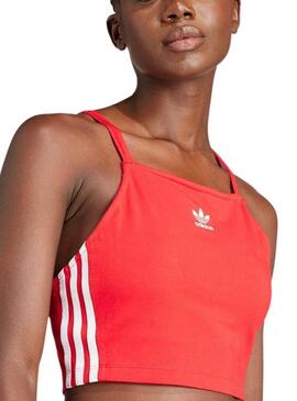 Top Adidas Stripe Rosso per Donna