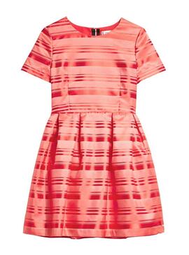 Tommy Hilfiger Satin Stripe Coral Dress Bambina