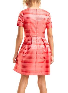 Tommy Hilfiger Satin Stripe Coral Dress Bambina