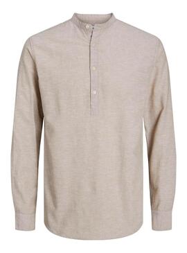 Camicia Jack and Jones in lino beige per uomo