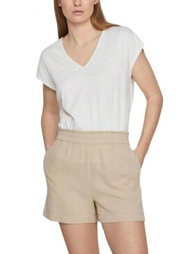 Top Vila Visyma Beige per Donna