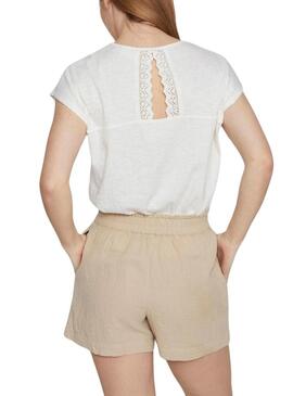 Top Vila Visyma Beige per Donna