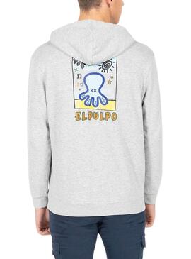 Felpa   El Pulpo Stampato Artistico Grigia Per Uomo