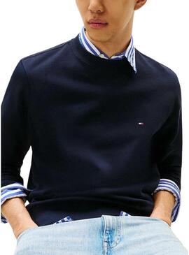 Felpa Tommy Hilfiger Essential Crew blu navy per uomo.