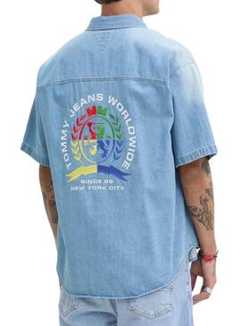 Camicia Tommy Jeans Crest Denim per uomo
