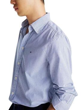 Camicia a righe blu navy Tommy Hilfiger per uomo.