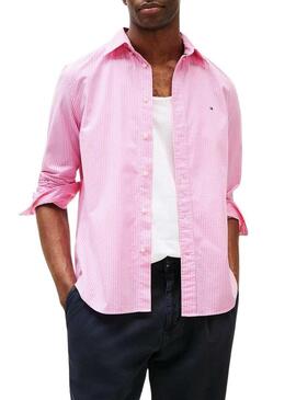 Camicia Tommy Hilfiger a quadri rosa per uomo