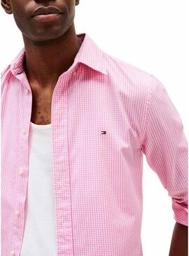 Camicia Tommy Hilfiger a quadri rosa per uomo