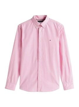 Camicia Tommy Hilfiger a quadri rosa per uomo