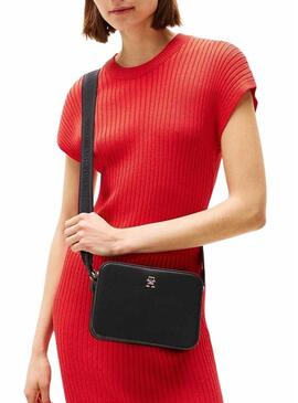 Borsa Tommy Hilfiger Logotape nera per donna