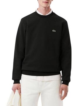 Felpa nera con logo Lacoste per uomo
