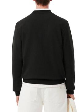 Felpa nera con logo Lacoste per uomo