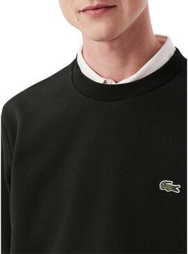 Felpa nera con logo Lacoste per uomo